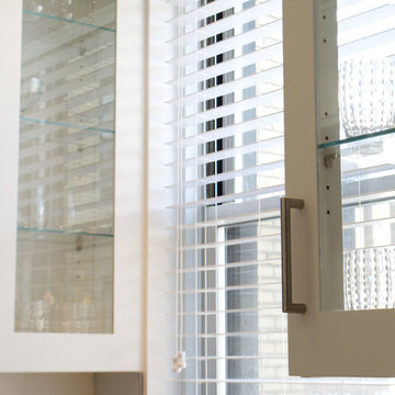 Custom Glass & White Shaker Cabinets - NYC Contemporary Kitchen