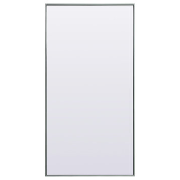 Metal Frame Rectangle Full Length Mirror 30X60 Inch, Silver