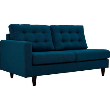 Modern Contemporary Urban Living Left-Facing Loveseat Sofa, Navy Blue, Fabric