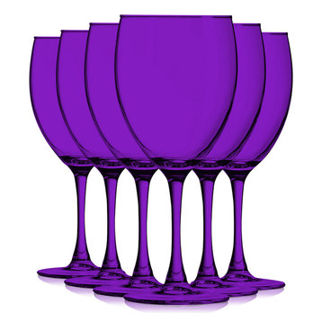 Nuance 10 oz Accent Stem Wine Glasses - Set of 6, Full Purple