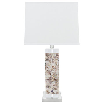 40168-11, 29" Metal and Shell Table Lamp, Satin Nickel
