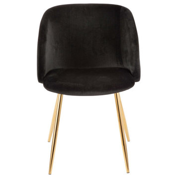 Fran Chair, Gold Metal, Set of 2, Black Velvet