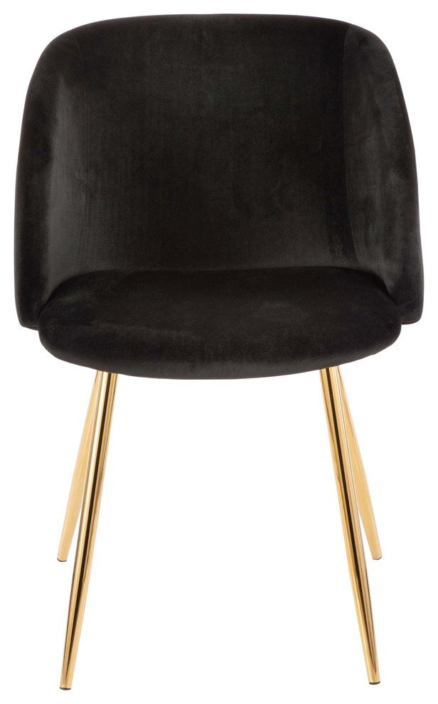 Fran Chair, Gold Metal, Set of 2, Black Velvet