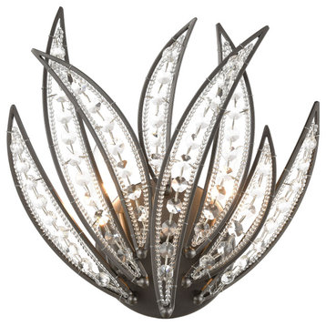 Naples 2-Light Sconce, Dark Graphite With Clear Crystal