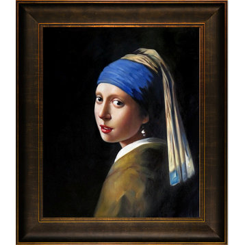 Girl With a Pearl Earring, Veine D'Or Bronze Scoop Frame 20"x24"