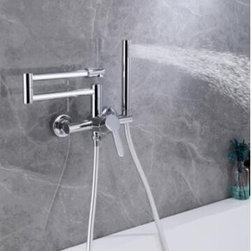Bathtub Faucet Bathroom Wall Mounted Collapsible Spout Brass Chrome Finished with Hand Shower TC0408F - Bathtub Faucets