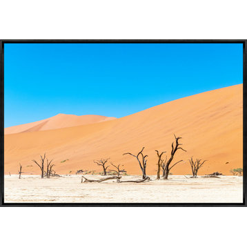 36x24 Namibian Skeleton Trees IV, Framed Artwork, Black