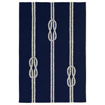 Liora Manne - Capri Ropes Indoor/Outdoor Rug, Navy, 7'6"x9'6" - This hand-hooked area rug features a navy blue background with a simple white rope with a nautical rope detail. A classic, coastal motif, this design will effortlessly compliment any space inside or outside your home.  Made in China from a polyester acrylic blend, the Capri Collection is hand tufted to create bright multi-toned detailed designs with a high-quality finish. The material is flatwoven, weather resistant and treated for added fade resistant making this the perfect rug for indoor or outdoor placement. This soft, durable piece is ideal for your patio, sunroom and those high traffic areas such as your entryway, kitchen, dining room and living room. A fresh take on nautical style, these area rugs range in style from coastal to tropical motifs that beautifully accent your home decor. Limiting exposure to rain, moisture and direct sun will prolong rug life.