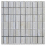 Stone Center Online - Crema Marfil Marble 5/8x2 Rectangular Stacked Mosaic Tile Polished, 1 sheet - Crema Marfil Marble 5/8x2" pieces mounted on 12x12" sturdy mesh tile sheet