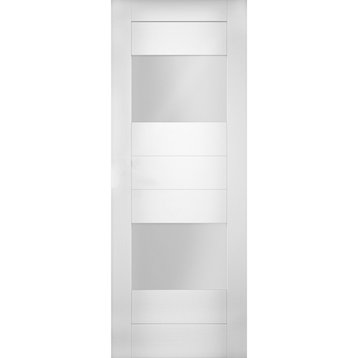 Slab Door Panel Opaque Glass / Sete 6222 White Silk / Finished Doors, 18" X 80"