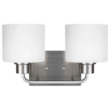 2 Light Bathroom Light Fixture-Brushed Nickel Finish-Incandescent Lamping Type