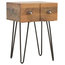 1-Drawer Bedside With Iron Base, Oak Finish Mango Wood/Pewter