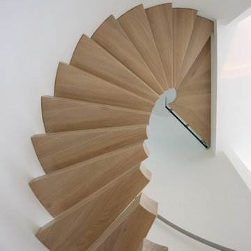 Spiral floating staircase wood - Netherlands