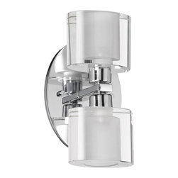 Dainolite - Polished Chrome Two-Light Bath Light with Oval Frosted Glass - Bathroom Vanity Lighting