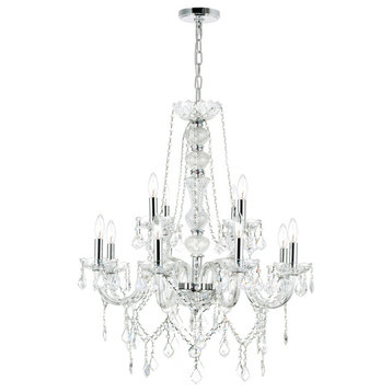 Princeton 12 Light Down Chandelier With Chrome Finish