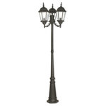 Livex Lighting - Outdoor Post Light With Clear Water Glass, Textured Black - A decorative top and arm are paired with a simple six-sided frame in this textured black and clear water glass outdoor multi head post lanterns are constructed of cast aluminum.