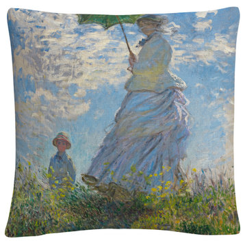 Claude Monet 'Woman With a Parasol 1875' Decorative Throw Pillow