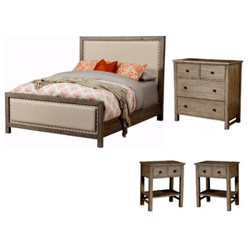 Home Square 4-Piece Set with Classic California King Bed & Chest & 2 Nightstands