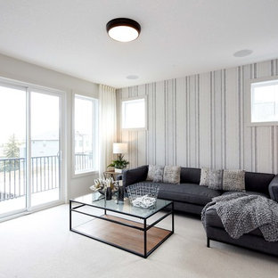 Home theater - transitional home theater idea in Calgary