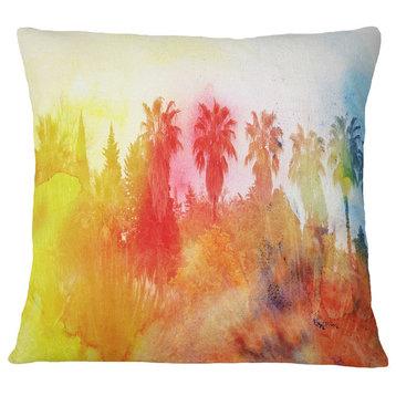 Abstract Tropical Landscape Abstract Throw Pillow, 16"x16"
