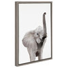 Sylvie Elephant with Raised Trunk Animal Framed Canvas by Amy Peterson, 18x24