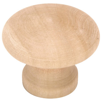 Hardware House Round Cabinet Knob, Wood, 1.25"x0.97"