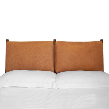 Poly and Bark Truro Bed Headboard Cushion Set, Cognac Tan, King