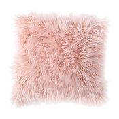 MHF Home Estelle Pink Faux Fur 18-inch Throw Pillow Cover