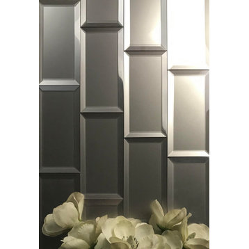 Frosted Elegance 3 in x 6 in Beveled Glass Subway Tile in Glossy Gray