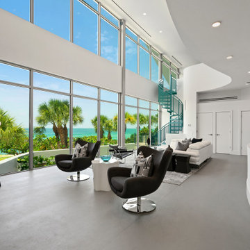 Contemporary Waterfront Living Room Staging — Casey Key, FL