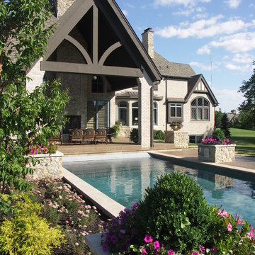 Covered porch and pool, private home Laurel Ridge