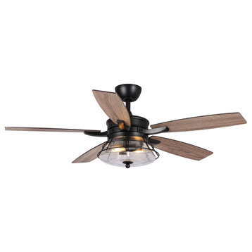 52 in Modern Ceiling Fan with Remote Control in Matte Black