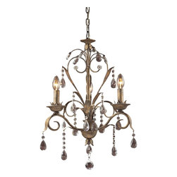 Landmark Angelite 3-Light Chandelier in Weathered Silver - Chandeliers