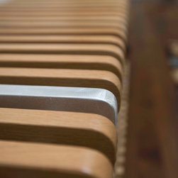 Oak and Aluminum Shoe Bench - Accent And Storage Benches