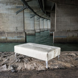 Cowhide Ottoman with Queen Anne Legs - Footstools And Ottomans