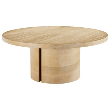 The Grotto Dining Table, 71", Transitional, Round, White Oak