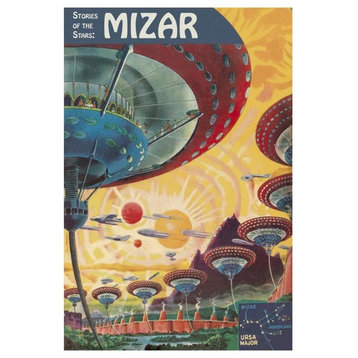 "Retrosci-fi: Storeis of Stars, Floating Colonies of Mizar" Paper Art, 26"x38"
