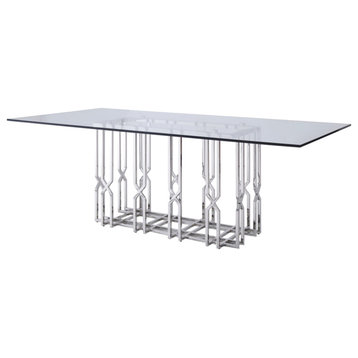 Ericson Modern Glass and Stainless Steel Dining Table