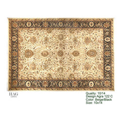 H.A.G. Hand Knotted Carpet 10/14 Quality Beige/Black - Floor Rugs