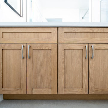 Modern Oak Vanity Bathroom | Bright Minimal Spa Design by The Cabination
