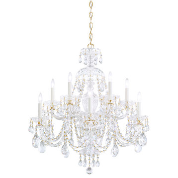 Sterling 12-Light Chandelier in Rich Auerelia Gold With Clear Heritage Crystal