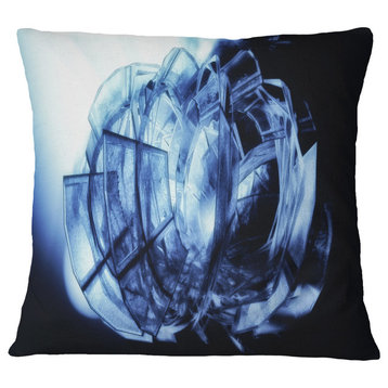 Fractal 3D Blue Glass Pattern Contemporary Throw Pillow, 18"x18"