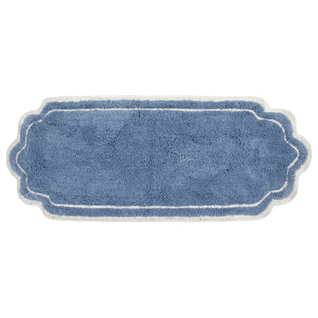 Allure Collection 100% Cotton Tufted Non-Slip Bathroom Rug, 21"x54" Runner, Blue