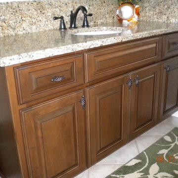 Bathroom Cabinet Refacing Done in Alder Wood