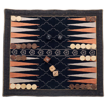 Novica Handmade Ganga Star In Taupe Cotton And Wood Backgammon Set