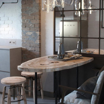 Interior Visualization Concept of Loft-Style Concrete Kitchen