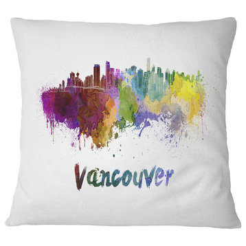 Vancouver Skyline Cityscape Throw Pillow, 18"x18"
