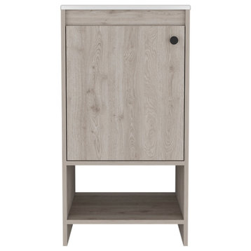 Chariot Free Standing Vanity Cabinet with Open shelf, Light Gray