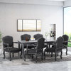 Stene French Country Upholstered Dining Armchair, Black + Grey, Set of 6
