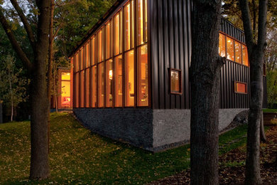 Inspiration for a contemporary metal exterior home remodel in Minneapolis